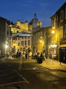 rue trivalle at night - carcassonne je taime