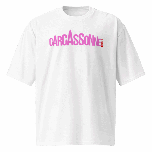 Carcassonne Je t'Aime oversized-heavyweight-t-shirt-white-front-68b72d33b6e9b